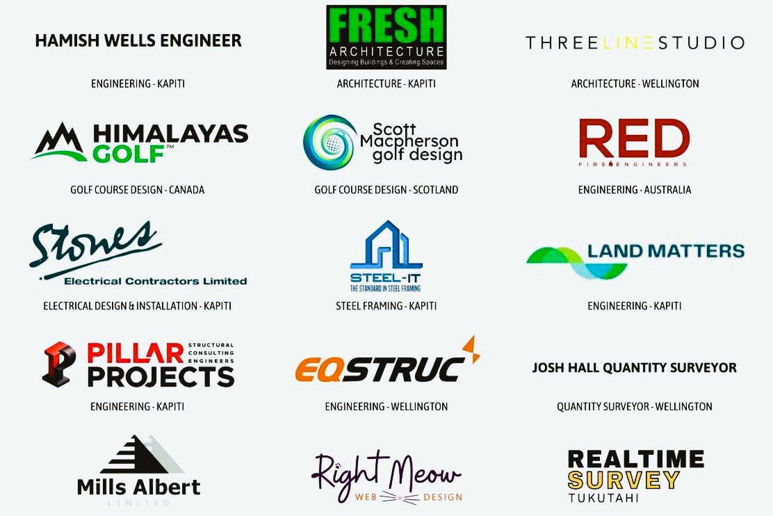 Group of company logos to be used in advertising at Mini Golf Kāpiti