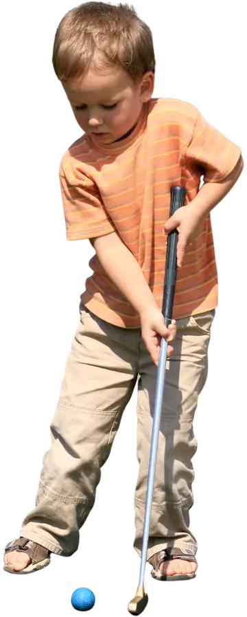 Little Boy playing mini golf