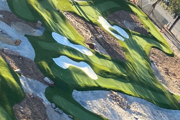 Birds eye view of golf course at Mini Golf Kāpiti